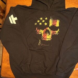 Patriotic Skull Graphic Black Hoodie Large